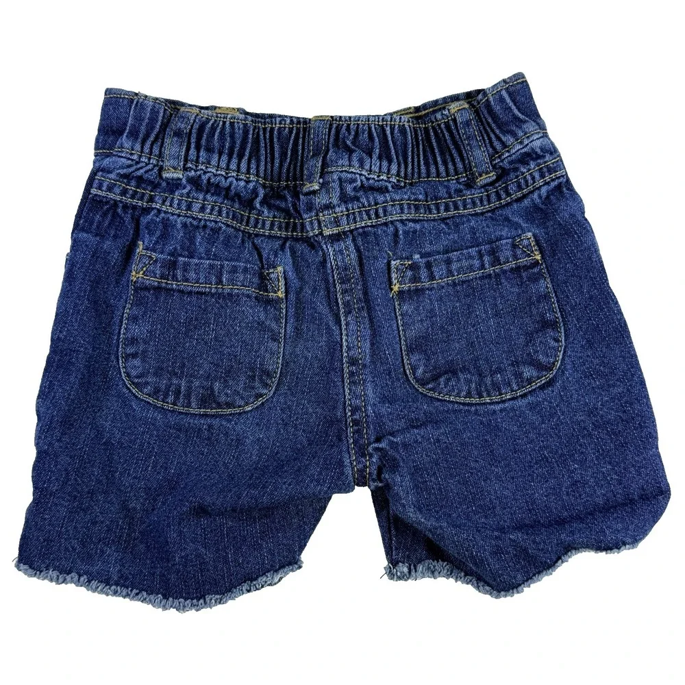 Carter's Baby Girl Denim Shorts 18M Dark Wash Frayed Hem Jean Shorts Cute